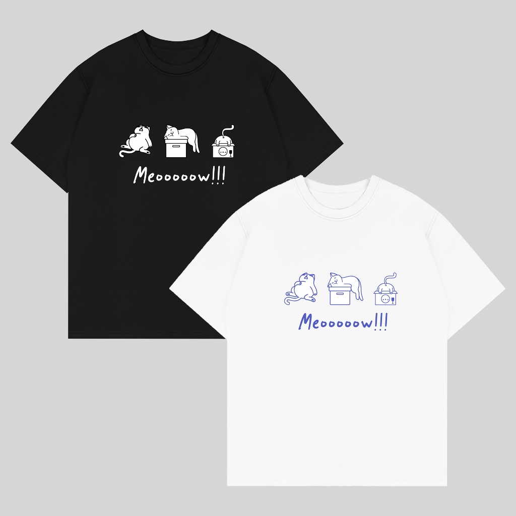 Áo thun unisex nam nữ in chữ I wish i was a cat, áo thun chất liệu cotton 100% form ovesize - Teesho