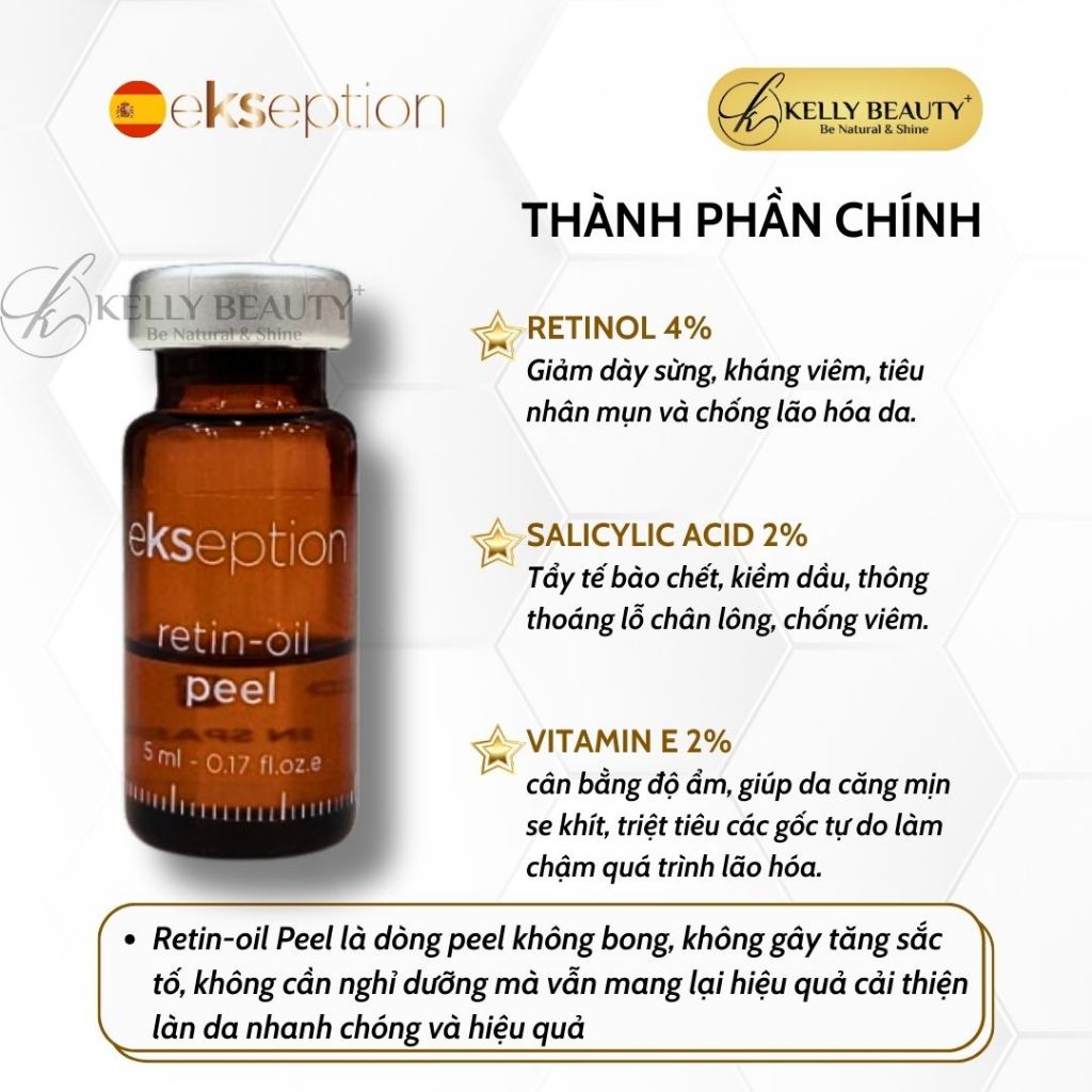 Ekseption Retin-Oil Peel - Trẻ Hóa Làn Da, Giảm Nếp Nhăn; Căng Mịn và Đều Màu Da - Retinol 4% + BHA 2% - Kelly Beauty