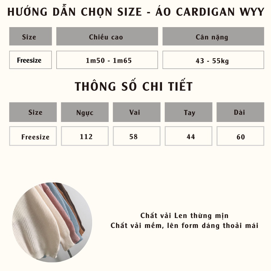 Áo khoác cardigan nữ chất vải len thừng mịn form rộng WYY- 10587 - Jemcloset