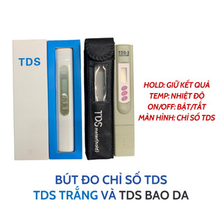 Bút đo tds trắng và bao da kiểm tra lượng chất rắn hòa tan trong nước và nhiệt độ nước với độ chính xác cao