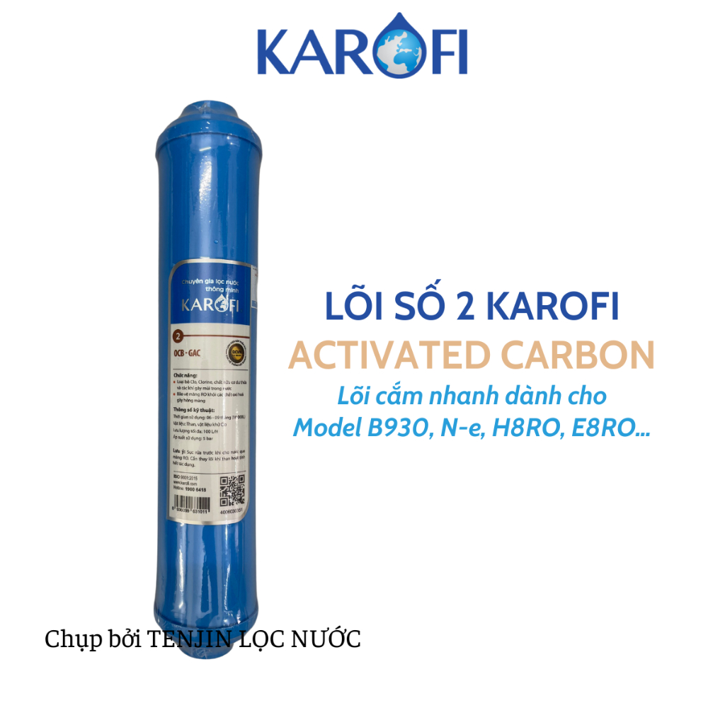 Lõi Smax Duo Số 2 Karofi OCB Nhỏ Than Hoạt Tính Dòng Cắm Nhanh - Lõi Lọc Thô Dùng Cho Máy Lọc Nước RO