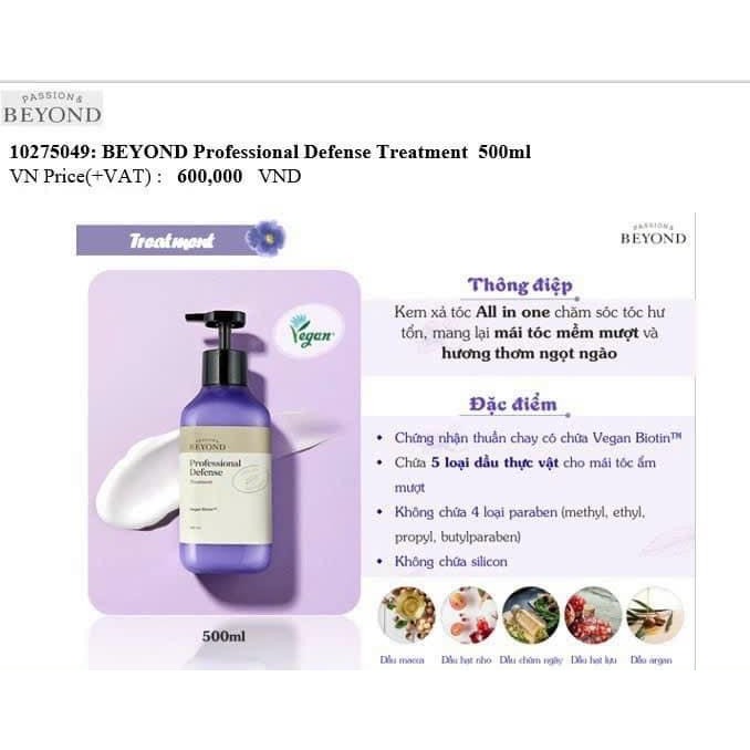 Dầu gội xả thuần chay Beyond Professional Defense 500ml - Chính hãng LGVina có tem