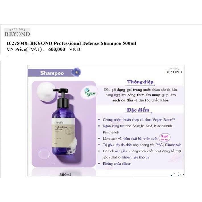 Dầu gội xả thuần chay Beyond Professional Defense 500ml - Chính hãng LGVina có tem