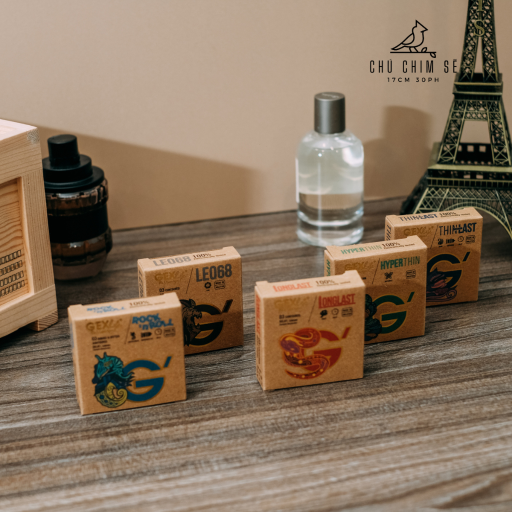Bao cao su GEXlife Hyperthin ôm khít kéo dài hộp 12 cái - Chú Chim Sẽ
