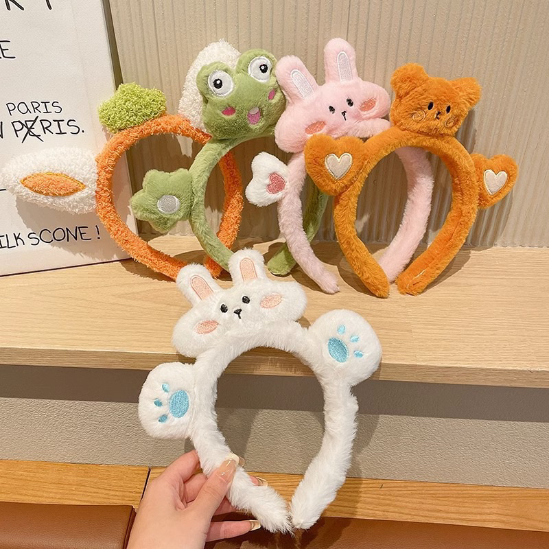 CC113 cài tóc nữ băng đô bờm tóc nữ gấu dâu ếch lông xù siêu mịn