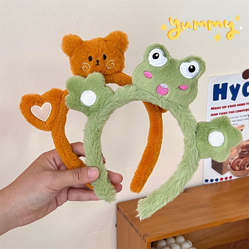 CC113 cài tóc nữ băng đô bờm tóc nữ gấu dâu ếch lông xù siêu mịn