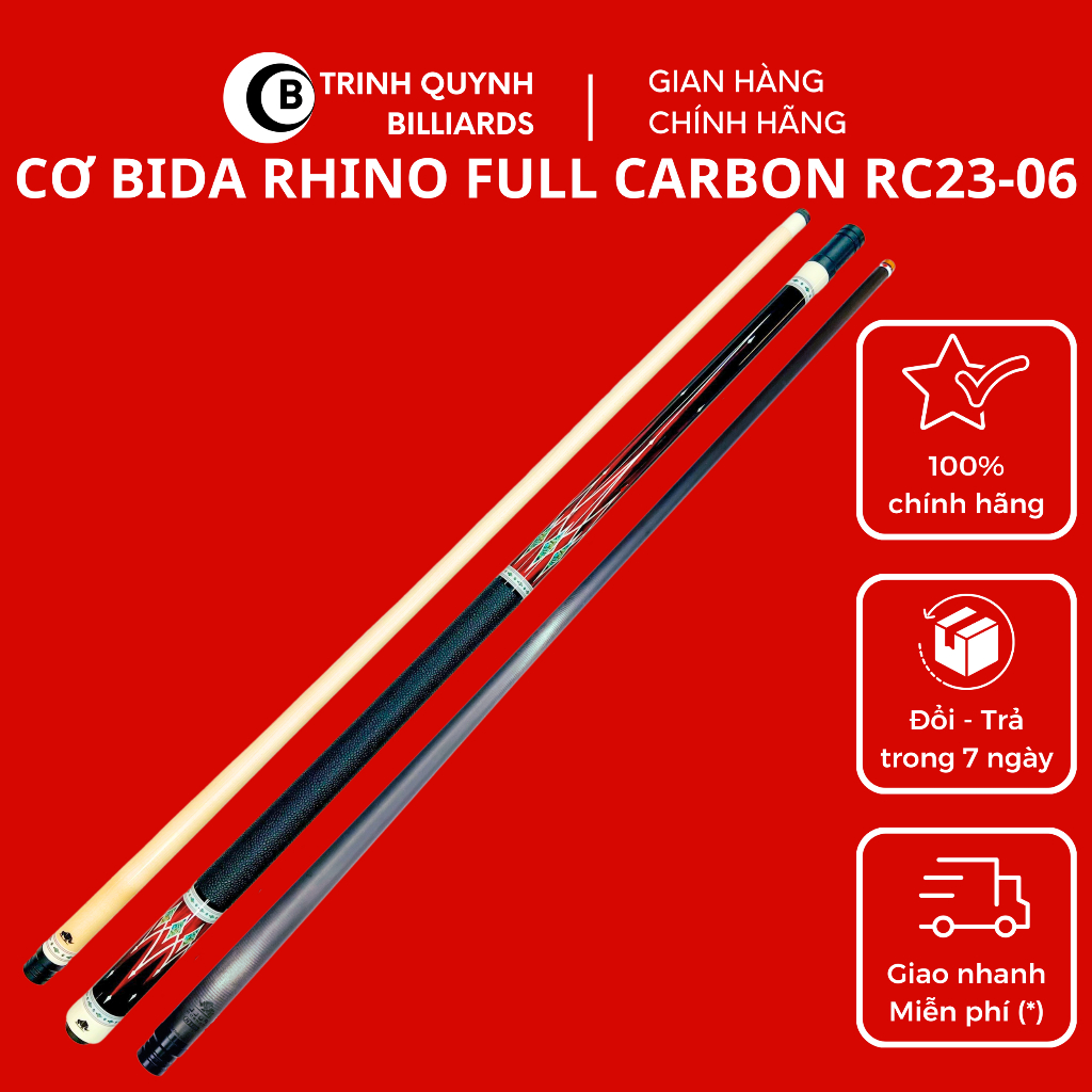 Cơ Bida Rhino Full Carbon 2023 B TRINH QUYNH BILLIARDS RC23-06