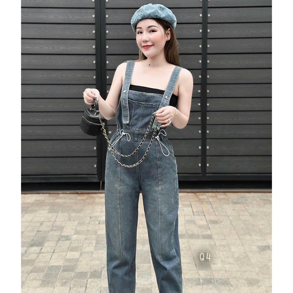 Yếm quần jean dài, yếm bò lửng dây rút eo thời trang | A&JEAN STORE