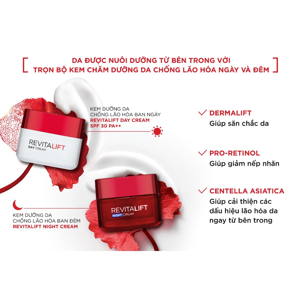 Kem dưỡng săn chắc da và giảm nếp nhăn L'Oreal Paris Revitalift ban đêm 50ml  | HEYCOS
