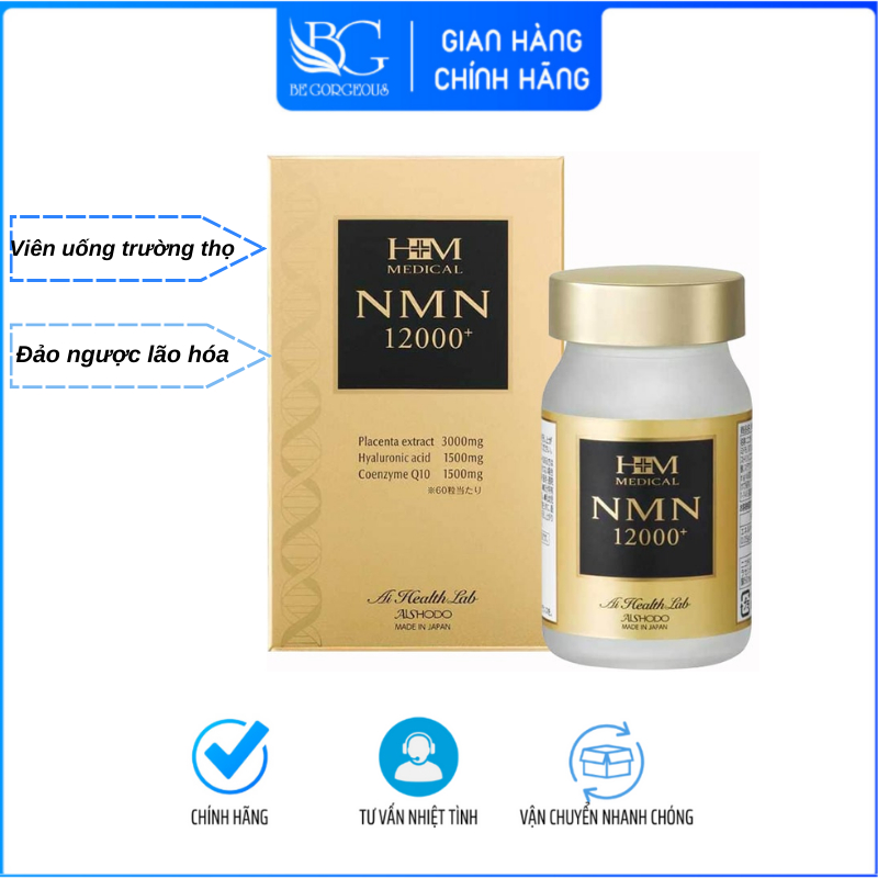 Viên uống hỗ trợ sức khỏe và sắc đẹp Aishodo NMN 12000