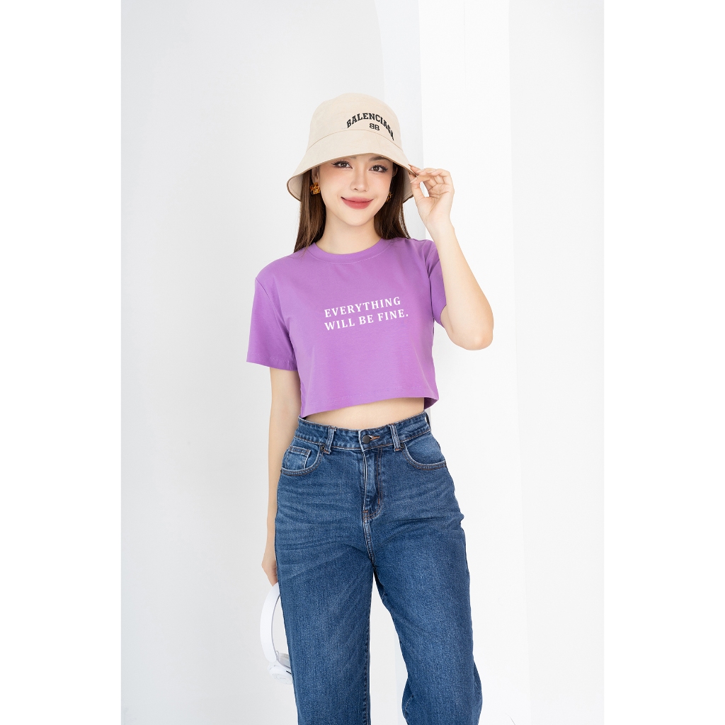 Áo croptop rộng in hình phong cách Hàn Quốc - Áo croptop nữ GT001