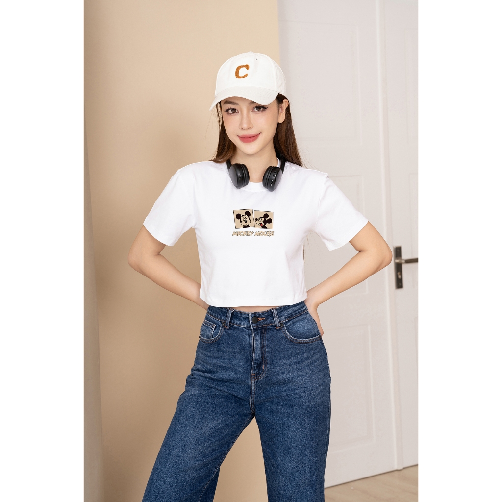 Áo croptop rộng in hình phong cách Hàn Quốc - Áo croptop nữ GT001