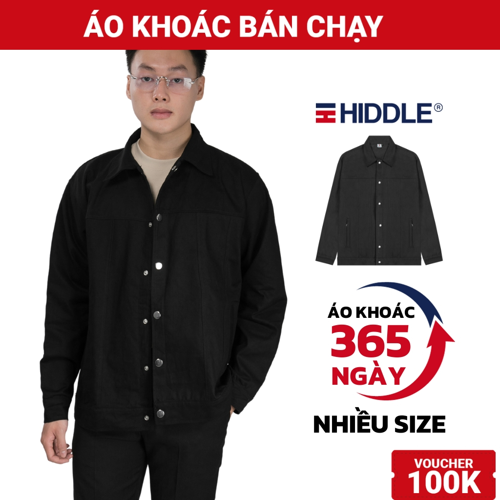 Áo khoác nam kaki cổ bẻ chính hãng màu đen, xám Hiddle | H8-AK6