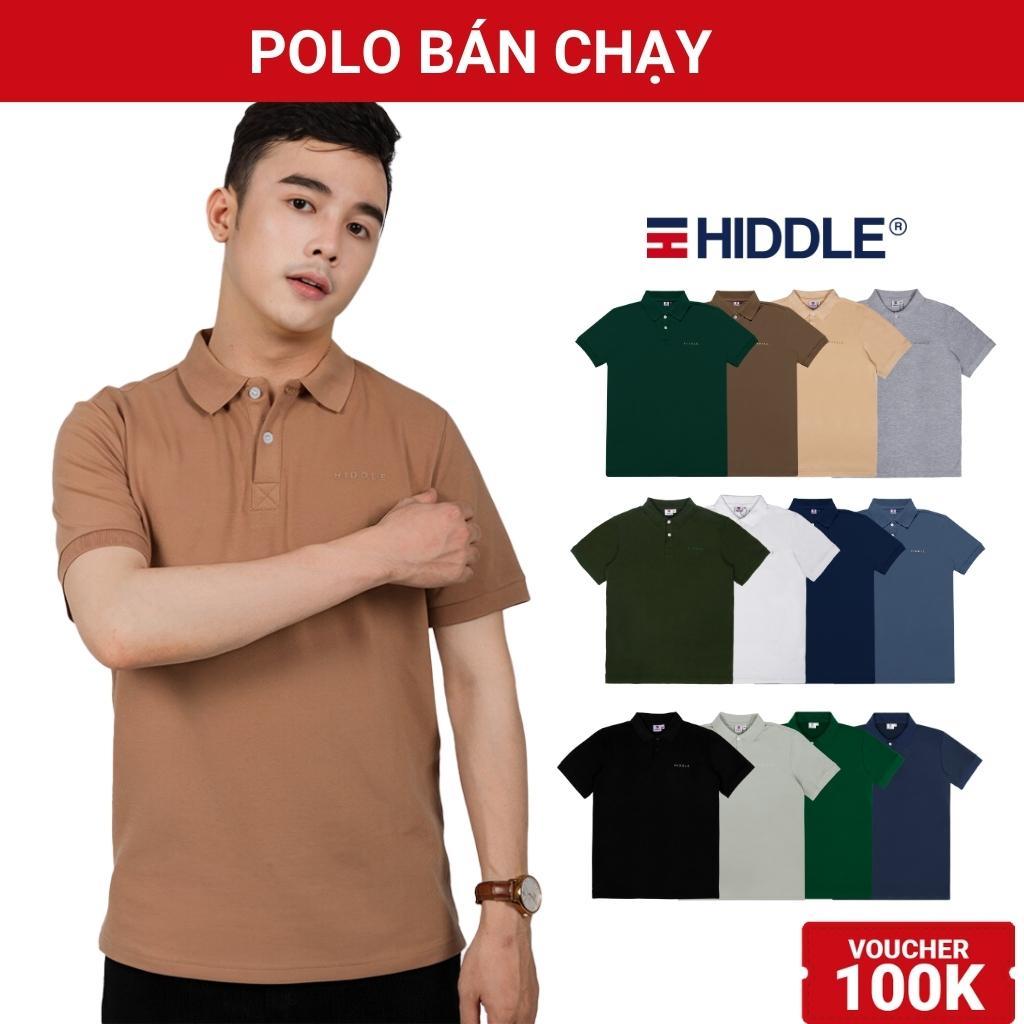 Áo polo nam cao cấp vải cotton cá sấu cổ bẻ in nổi nhiều màu HIDDLE có đủ size từ 50 - 85kg | H04-T3 & H8-T3