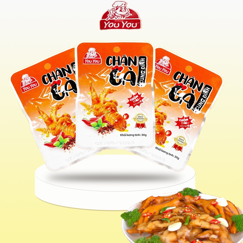 Chân gà rút xương You You gói 30g-đồ ăn vặt chân gà rút xương cay ủ vị tương thơm tứ xuyên ăn liền