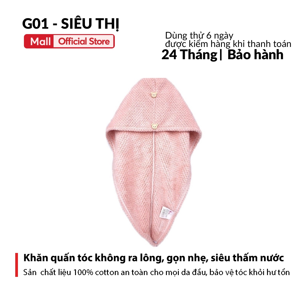 Khăn quấn tóc, ủ tóc G01 nhập khẩu Hàn Quốc cao cấp, mềm mịn, thấm hút tốt, thêu hoạ tiết trái cây xinh xắn, giá rẻ