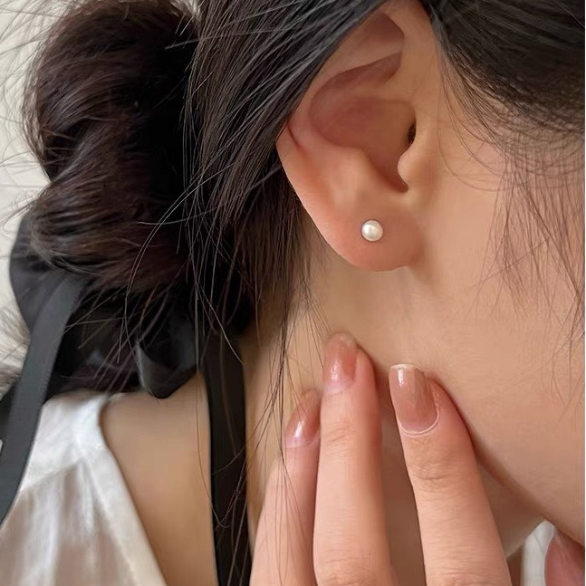 Bông Tai Nụ Khuyên Tai Hạt Ngọc Mini Phong Cách Hàn Quốc Thanh Lịch Đơn Giản