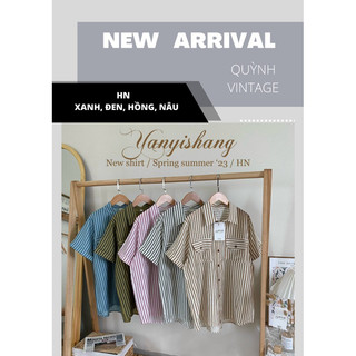 HN - Áo sơ mi kẻ sọc ngắn tay Quỳnh vintage