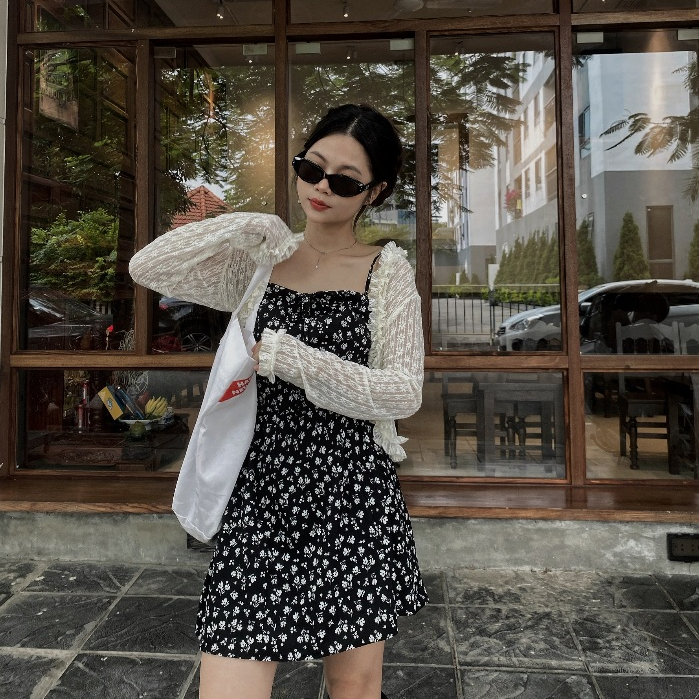 Set ELLY Váy 2 Dây Hoa Kèm Áo Cardigan - Titto Closet