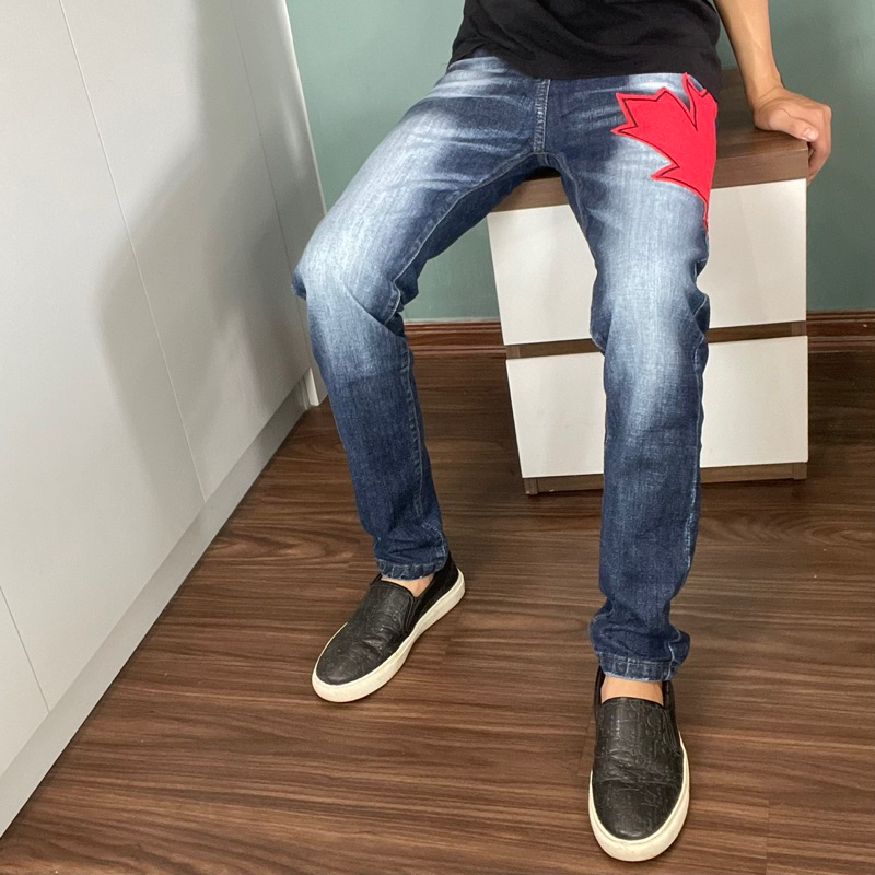 Quần Jeans Nam DSQ2  Thêu Chữ Đỏ,  Quần Jean DSQ Thêu Lá Phong Cực Chất