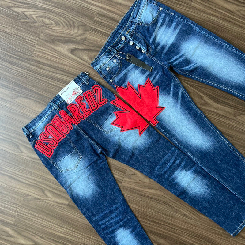 Quần Jeans Nam DSQ2  Thêu Chữ Đỏ,  Quần Jean DSQ Thêu Lá Phong Cực Chất