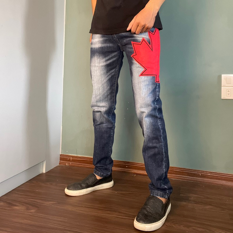 Quần Jeans Nam DSQ2  Thêu Chữ Đỏ,  Quần Jean DSQ Thêu Lá Phong Cực Chất