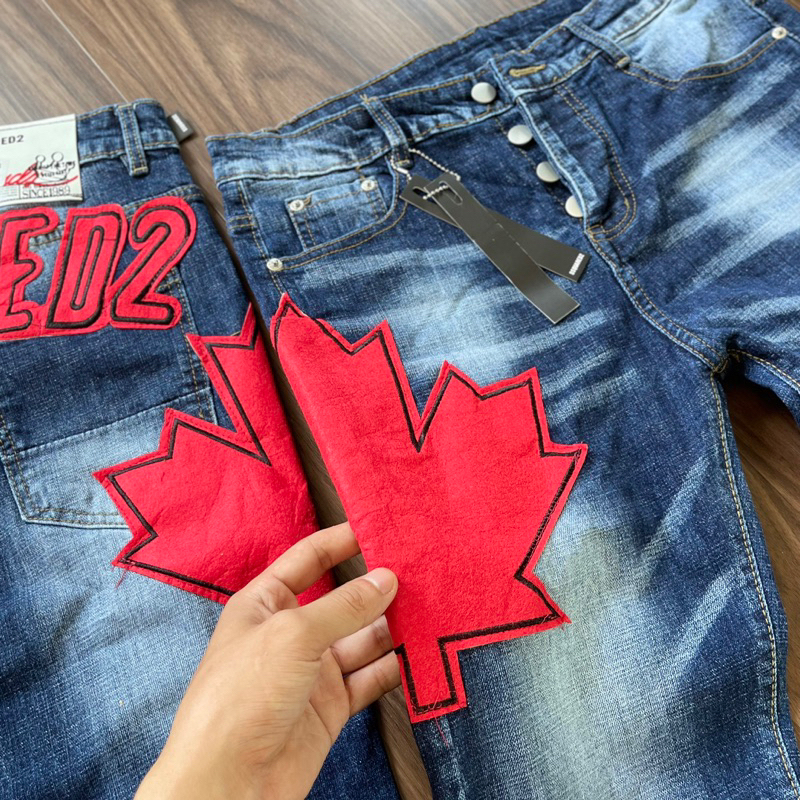 Quần Jeans Nam DSQ2  Thêu Chữ Đỏ,  Quần Jean DSQ Thêu Lá Phong Cực Chất