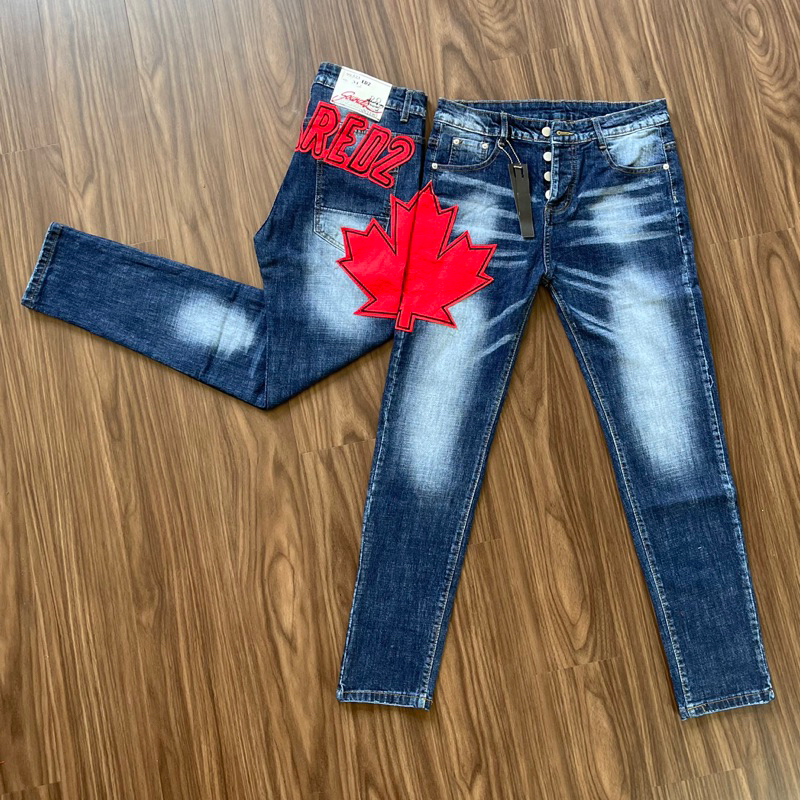 Quần Jeans Nam DSQ2  Thêu Chữ Đỏ,  Quần Jean DSQ Thêu Lá Phong Cực Chất
