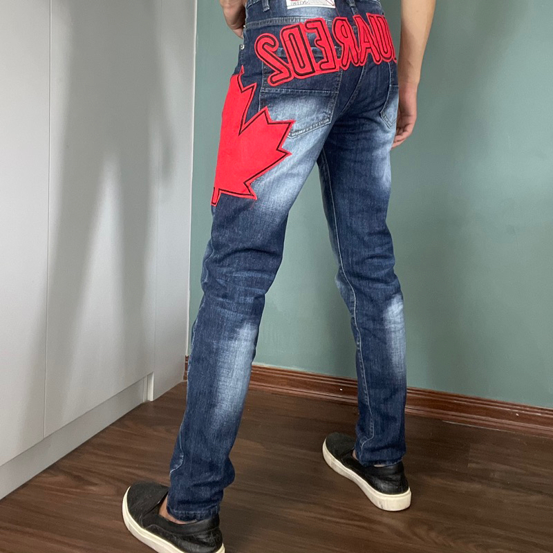 Quần Jeans Nam DSQ2  Thêu Chữ Đỏ,  Quần Jean DSQ Thêu Lá Phong Cực Chất