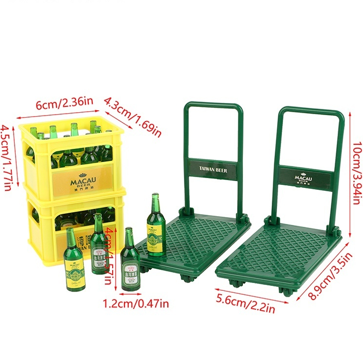 Mô hình xe đẩy hàng trang trí nhà búp bê mini Tỉ Lệ 1 / 12