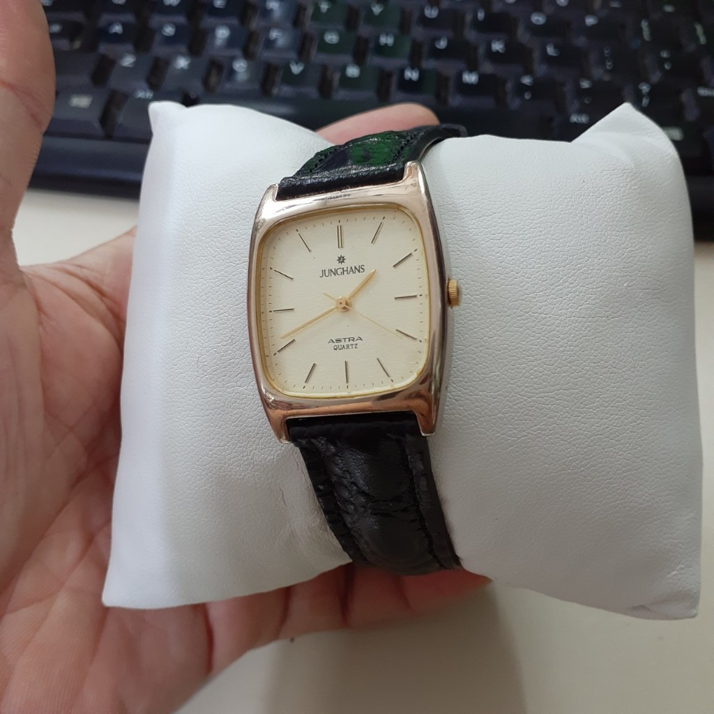 Đồng hồ nam nữ tank dây da Junghans Astra vintage cổ điển second hand
