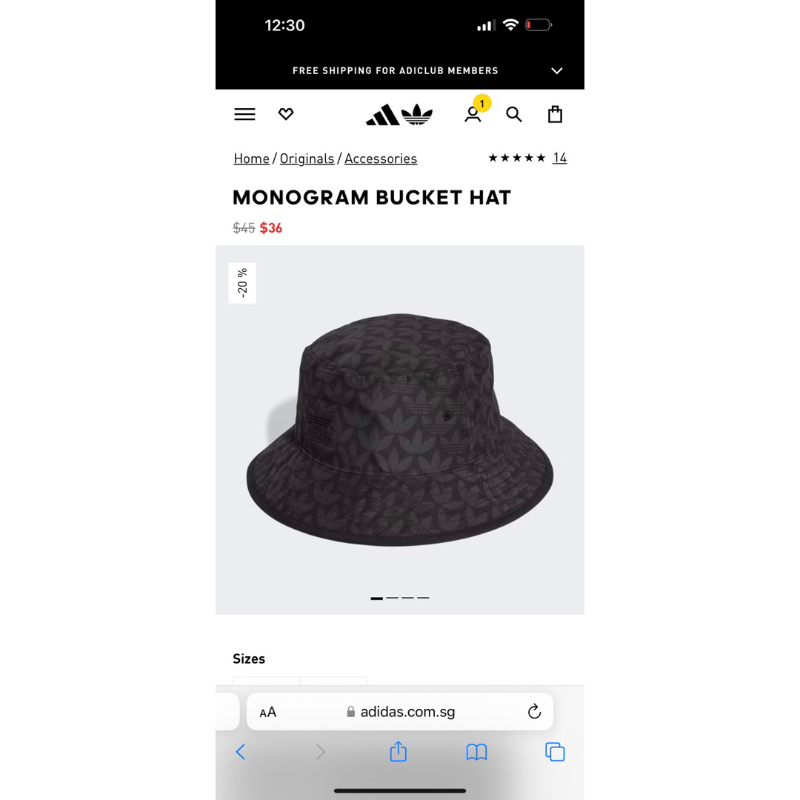 Mũ bucket adidas II3305 OSFW/OSFM