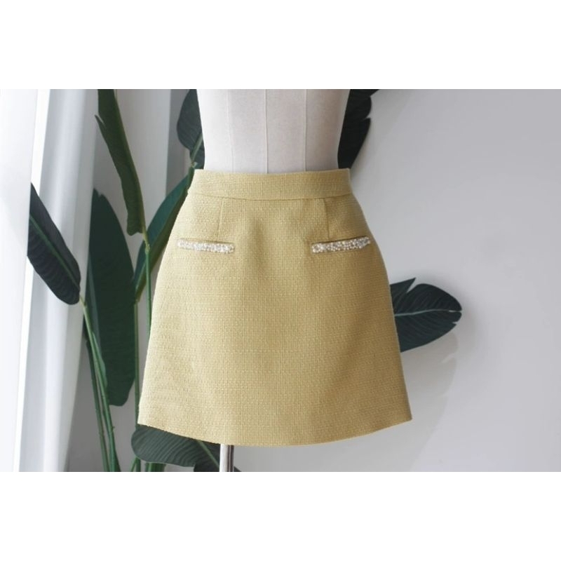 Sét Dạ Tweed Mùa Đông vest lửng Tiểu thư sang chảnh