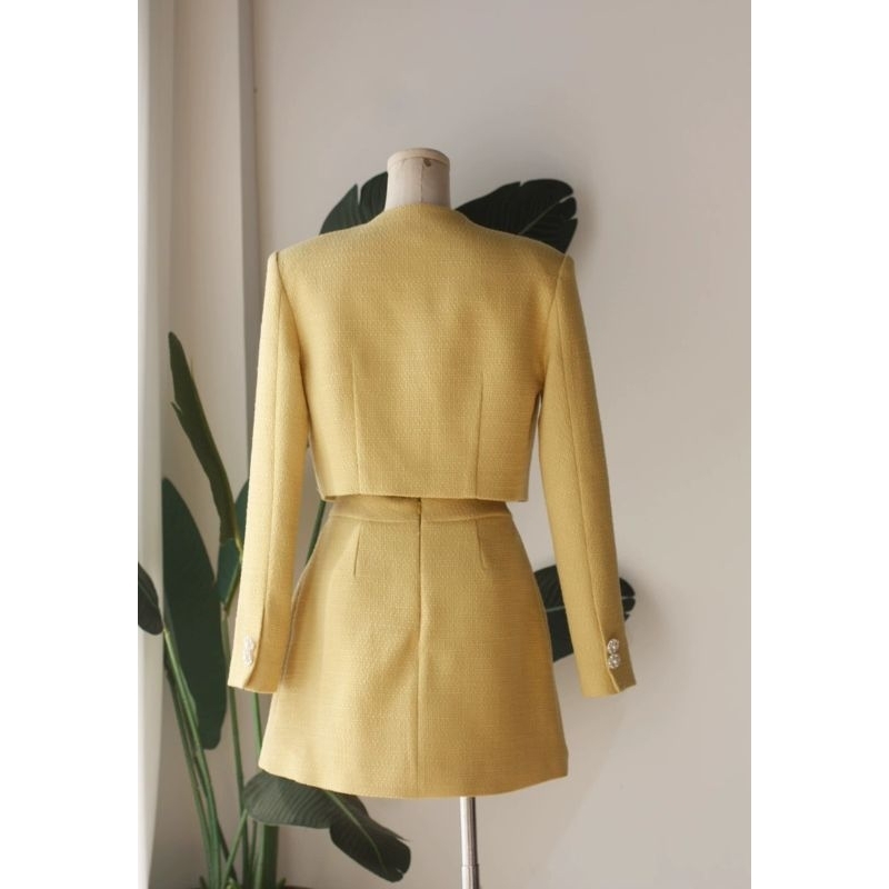 Sét Dạ Tweed Mùa Đông vest lửng Tiểu thư sang chảnh