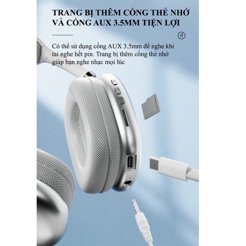 Tai nghe chụp tai P9 GrownTech không dây bluetooth có micrô hỗ trợ thẻ Tf AUX giắc 3.5m hàng nhập khẩu