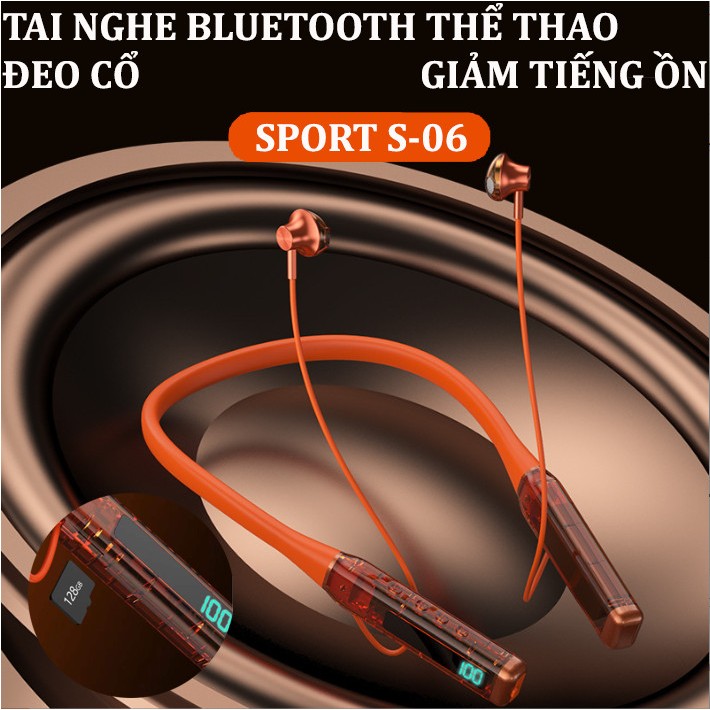 Tai Nghe Bluetooth Đeo Cổ S06 GrownTecch chính hãng Kiểu Dáng Nhét Tai Thể Thao, Pin Trâu Bền Bỉ, Chống Nước Mồ Hôi