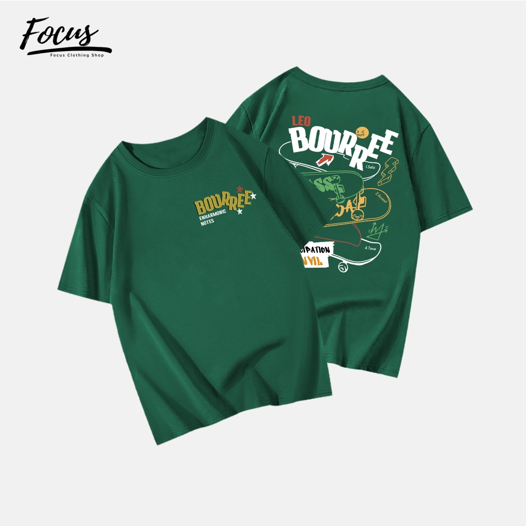 FOCUS local brand fashion vintage Xanh đậm áo phông nữ bigsize áo thun chất unisex basic 100%cotton