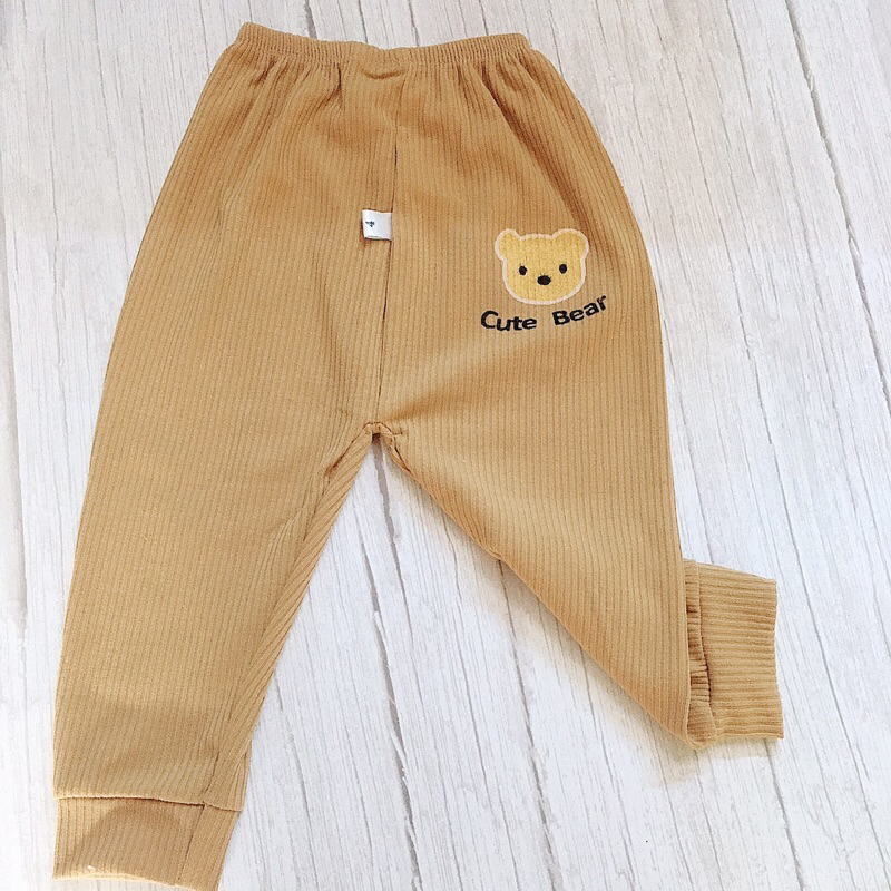 Quần dài chục chất tăm gân hình gấu thu đông cho bé trai và bé gái