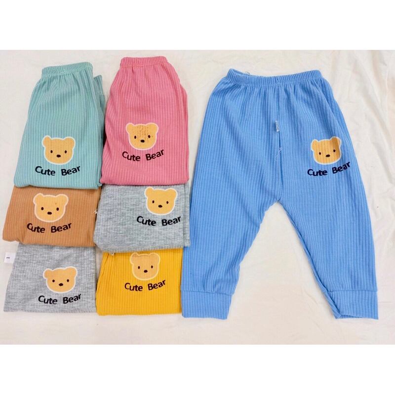 Quần dài chục chất tăm gân hình gấu thu đông cho bé trai và bé gái