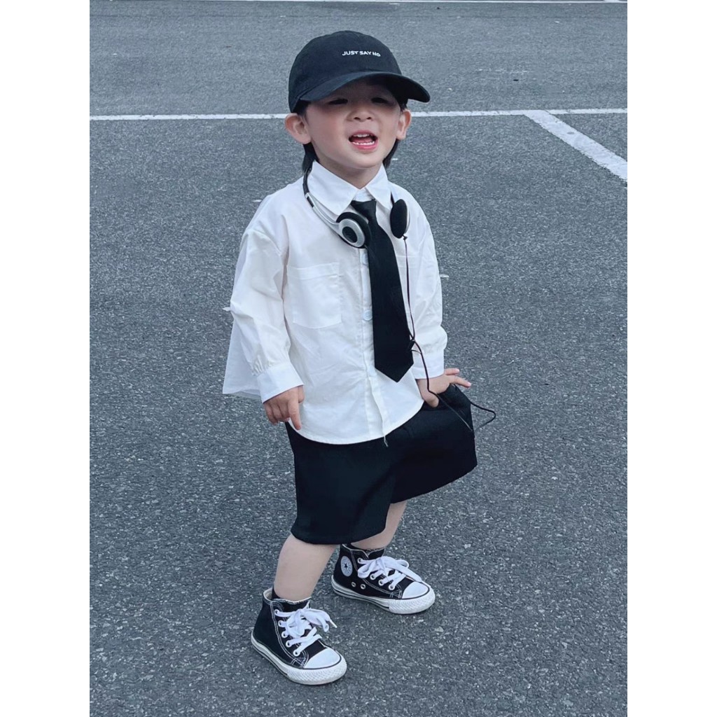 Cà vạt caravat bé trai bé gái màu Đen-Đỏ-Xanh Than-Xám có chun co giãn Mialy kids 6cm x 30cm cho bé 1-16 tuổi