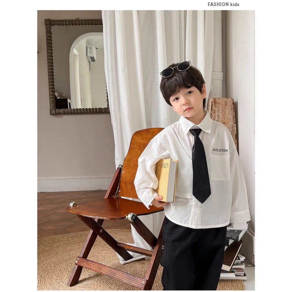 Cà vạt caravat bé trai bé gái màu Đen-Đỏ-Xanh Than-Xám có chun co giãn Mialy kids 6cm x 30cm cho bé 1-16 tuổi