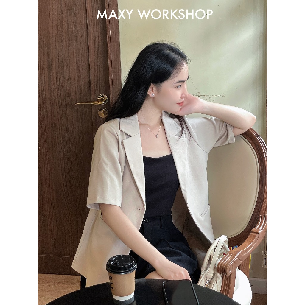 Áo blazer ngắn tay 2 nút Short Button Blazer Maxy Workshop