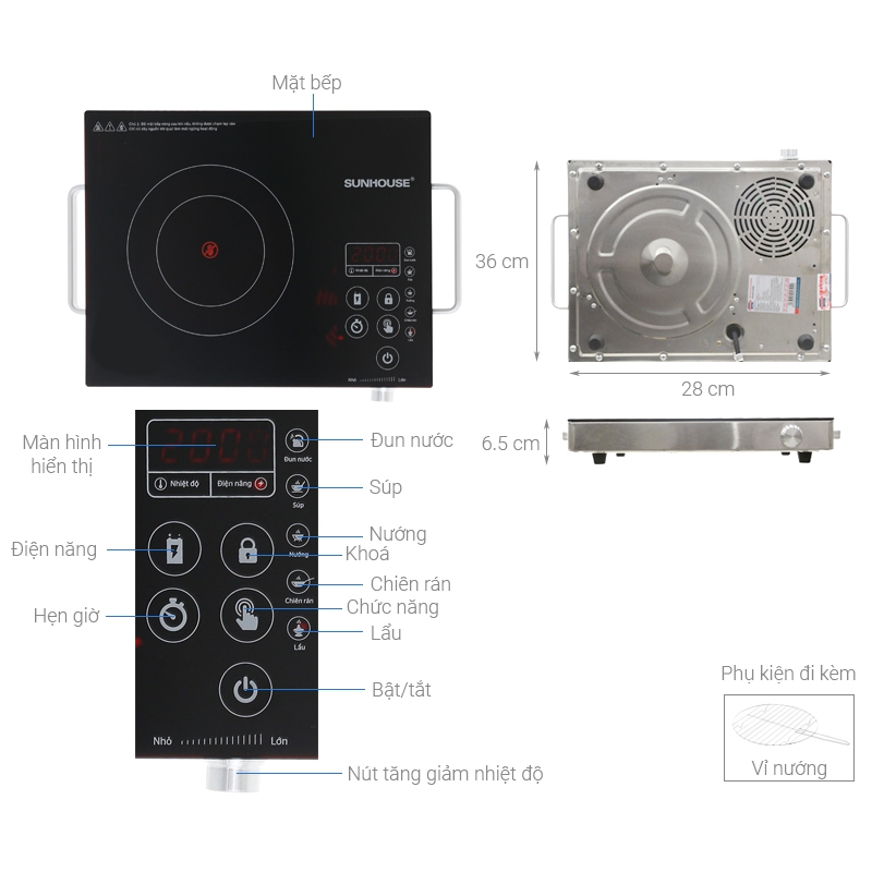 Bếp hồng ngoại Sunhouse SHD6017 KO KÉN NỒI, BẢO HÀNH 1 NĂM