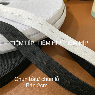 Thun lỗ/ chun lỗ bà bầu bảng 2cm, chun may quần có sẵn lỗ cài nút tiện lợi