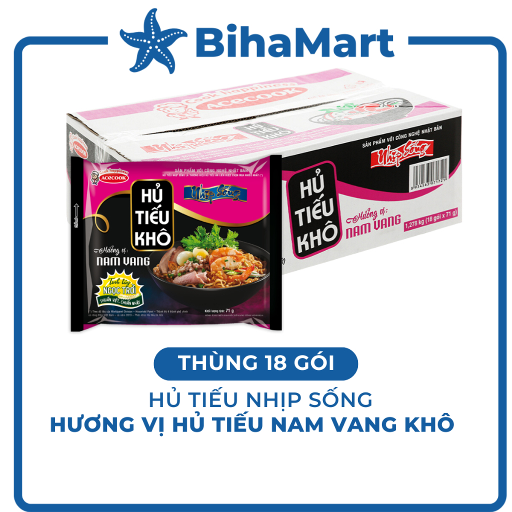 [THÙNG 18 GÓI] - ACECOOK - Hủ tiếu Nhịp Sống Nam Vang KHÔ - Hủ tiếu nhịp sống hương vị Hủ tiếu Nam vang Khô (71g/gói)