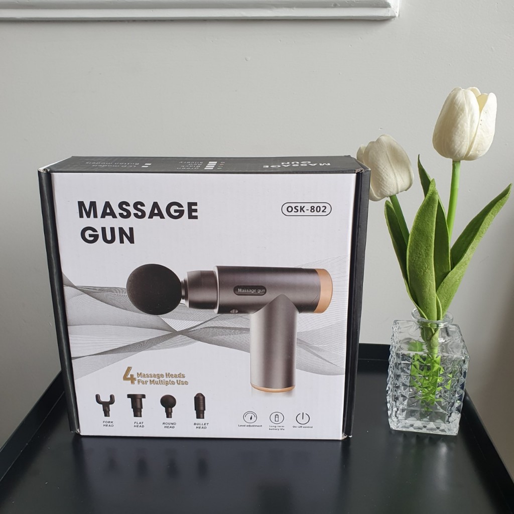 SÚNG MASSAGE GUN 802 CƠ CAO CẤP 6 CHẾ ĐỘ , KÈM 4 ĐẦU