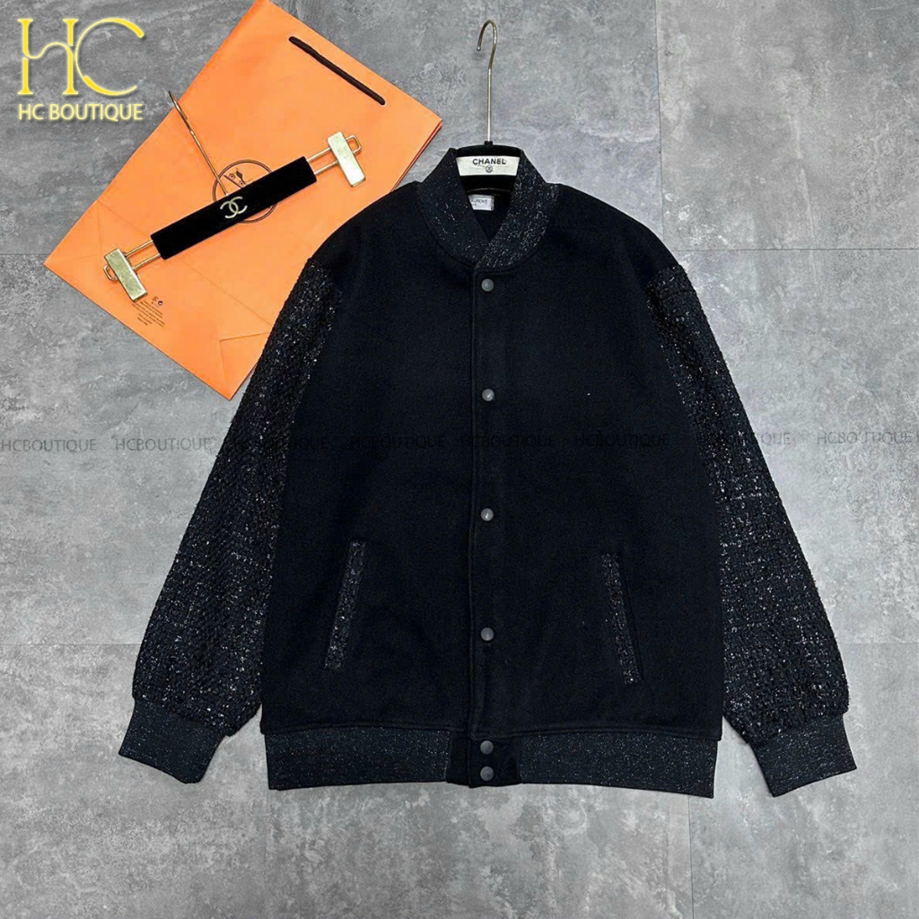 Áo bomber YLS vải tàu cao cấp, áo khoác kim tuyến nam nữ cao cấp full tag mac