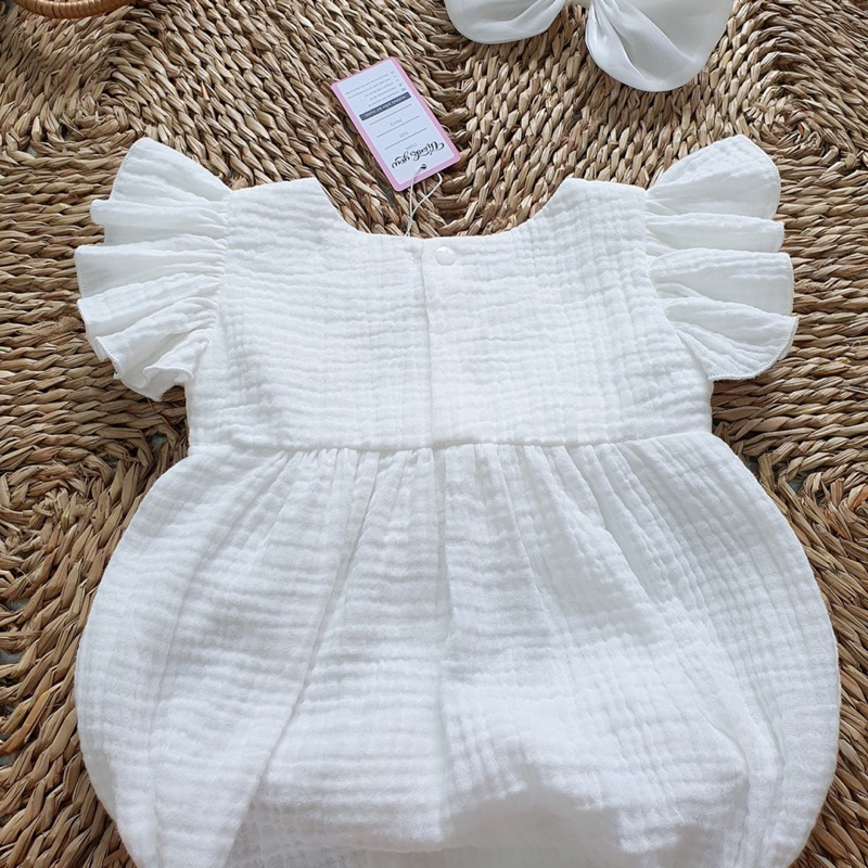 Bodysuit Cho Bé Gái Sơ Sinh Màu Trắng Tay Cánh Tiên Body chip Cho Bé Gái 1 tuổi Đến 2 Tuổi Tiger Baby Shop