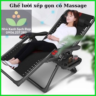Ghế xếp thư giãn OYJ-0035 có massa tay, ngăn đồ - ghế ngủ văn phòng, ghế lười thư giãn xếp gọn, ghế thư giãn đa năng
