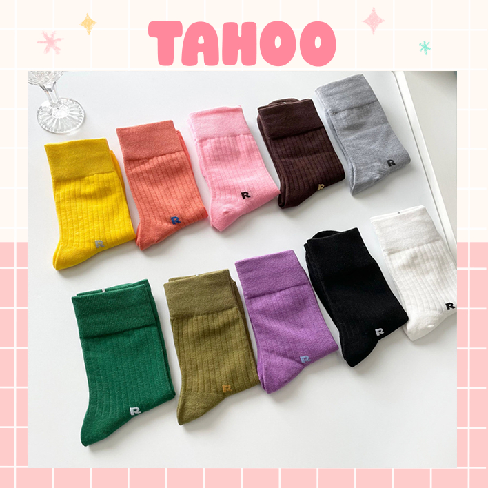 Tất vớ nam nữ cổ cao chữ R gân sọc nhiều màu